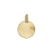 Back of the gold round charm, plain and slightly textured with the top loop