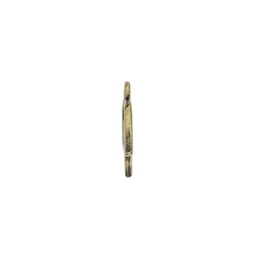 Side view of the open lotus charm showing its thin profile in antiqued brass finish