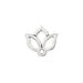 Antiqued silver open lotus charm in pewter, front view with three outlined petals and a loop at the bottom