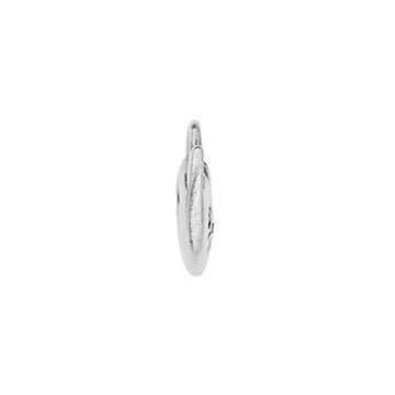 Side profile of the silver whiskers charm showing its thin edge and top loop