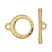 24K gold plated craftsman toggle clasp set with hammered ring and bar shown side by side on white