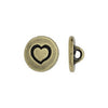 Antiqued Brass Small Heart Button (12mm)