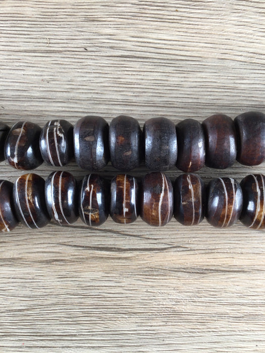 Hidden Gems: Brown Batik Bone Beads (Large)