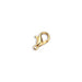 Gold zinc alloy lobster clasp in a slightly smaller crop, shown from the same angle with the loop at lower left