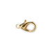 Gold lobster clasp in a smaller, slightly tilted view on a white background, showing the lever and open loop