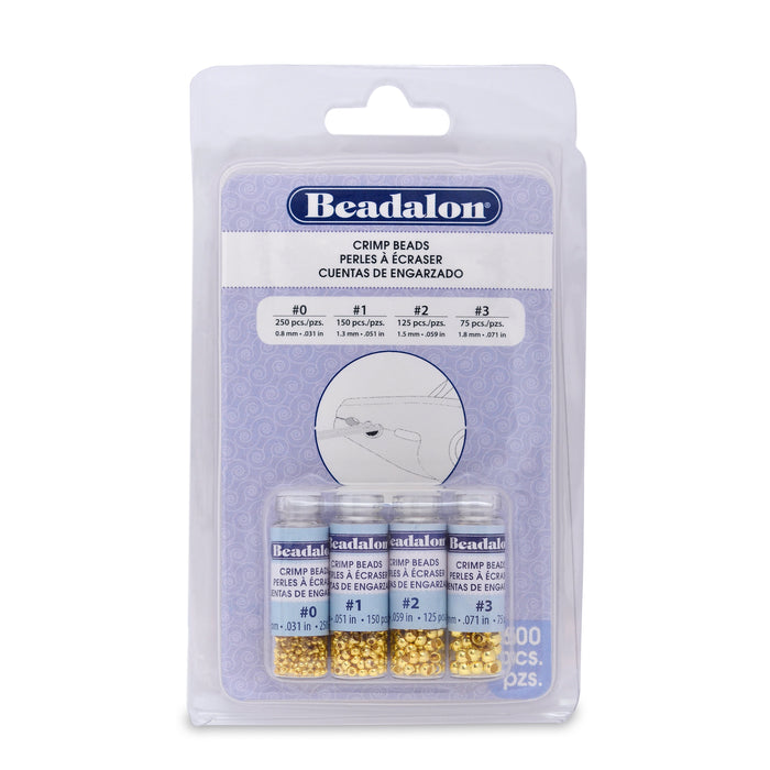 Gold Crimp Bead Variety Pack (Sizes 0, 1, 2, 3, Set of 600)
