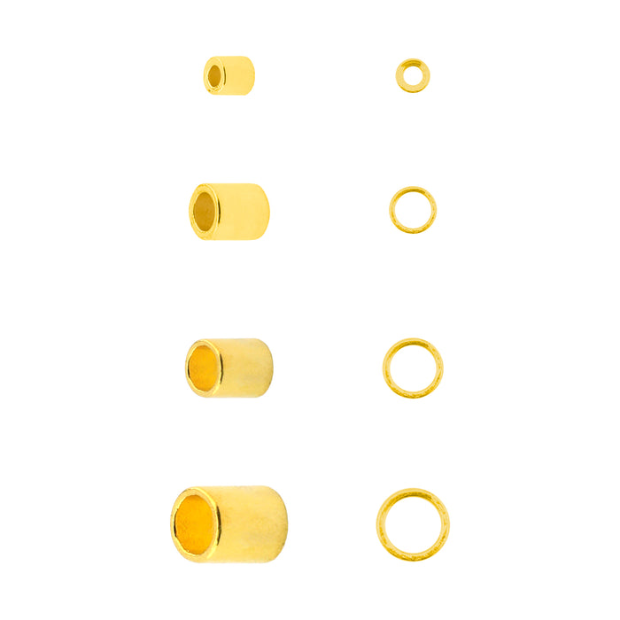 Gold Crimp Tubes (Size 1, 2, 3, 4, Set of 600)