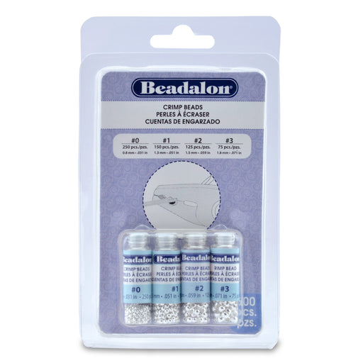 Silver Plated Crimp Bead Variety Pack (Sizes 0, 1, 2, 3, Set of 600)