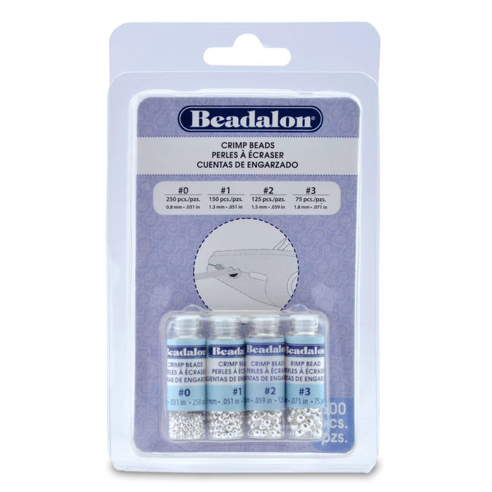 Silver Plated Crimp Bead Variety Pack (Sizes 0, 1, 2, 3, Set of 600)