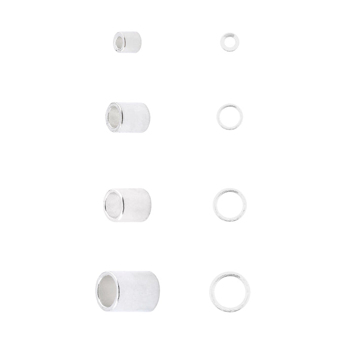 Silver Plated Crimp Tubes (Size 1, 2, 3, 4, Set of 600)