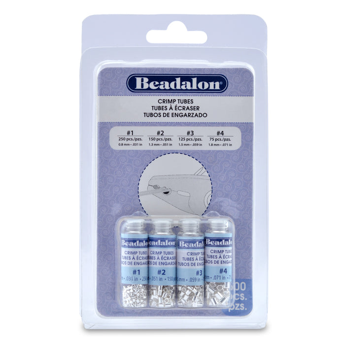 Silver Plated Crimp Tubes (Size 1, 2, 3, 4, Set of 600)