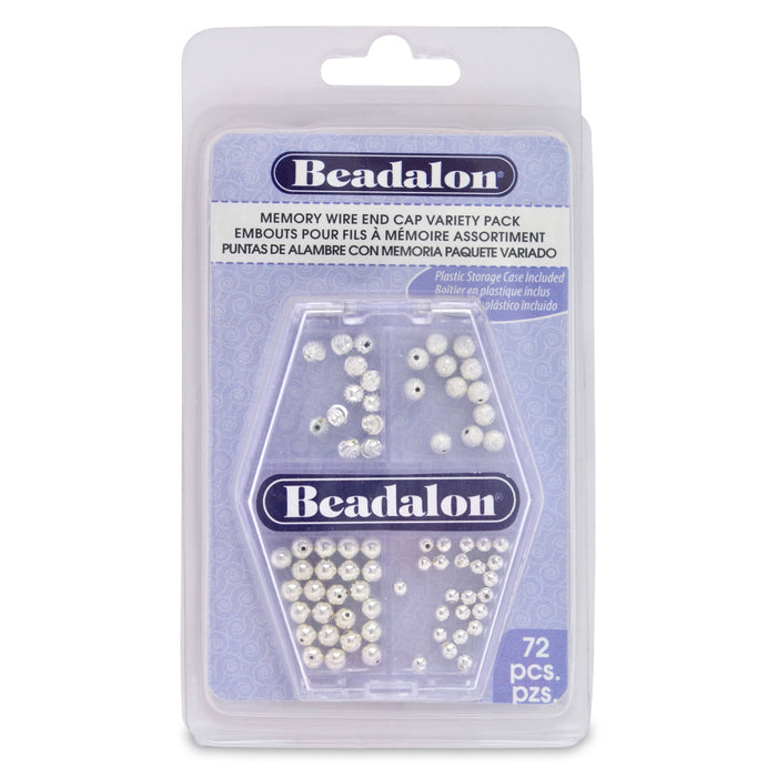 Silver Plated Memory Wire End Caps (3mm, 24 pc; 4mm, 24 pc; 4mm Corrugated, 12 pc; 4mm Sparkle, 12 pc)