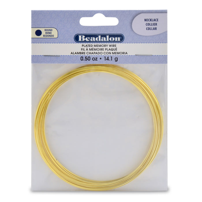 Gold Color Memory Wire Round Necklace Wire, 18 coils/pack