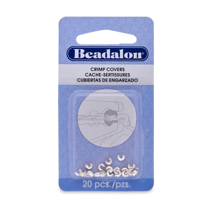 3mm Silver Plated Crimp Covers (20 pieces)
