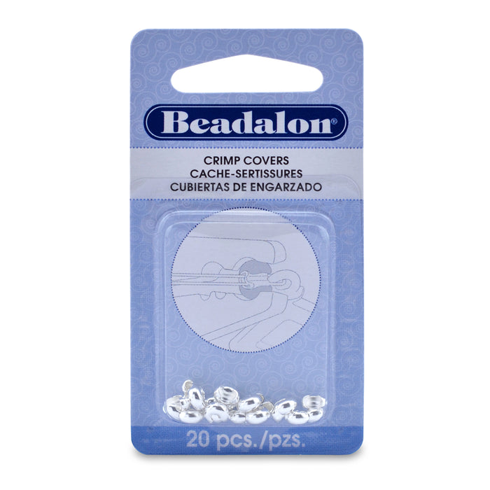 4mm Silver Plated Crimp Covers (20 pieces)