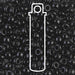 Opaque black Miyuki 6/0 glass seed beads close-up with a white tube outline showing the 20g tube