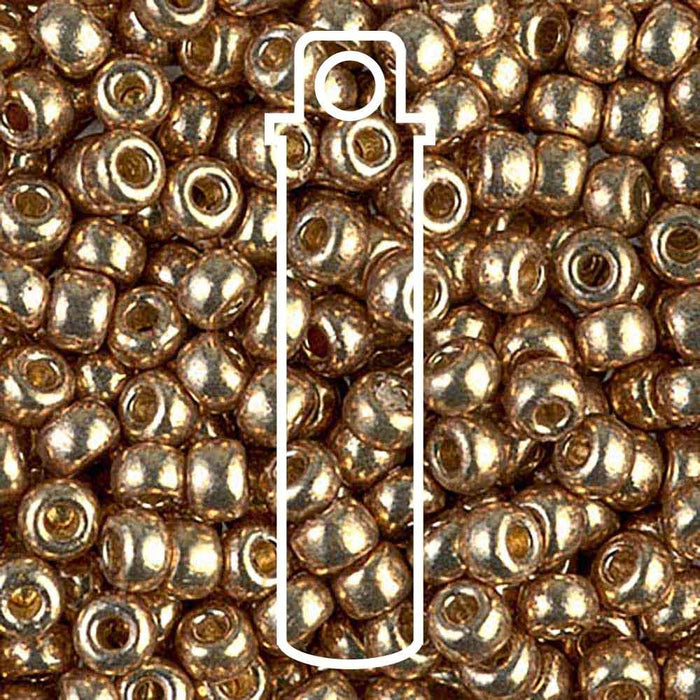 Close-up of Duracoat galvanized champagne Miyuki 6/0 seed beads with a tube outline overlay