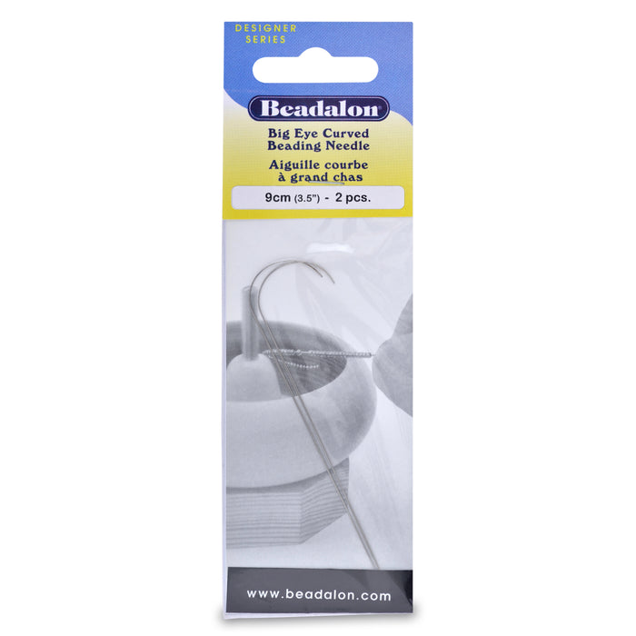 3.5" Curved Big Eye Beading Needles (2 pc)