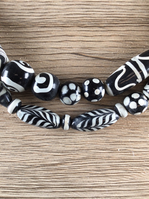 Hidden Gems: Graduated Fancy Black Java Trade Beads Necklace