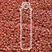 Close-up of matte opaque terracotta Miyuki seed beads, 8/0 size, with a white tube outline overlay