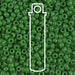 Opaque jade green Miyuki 8/0 seed beads close-up with a white tube outline showing the 22g tube size