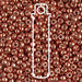 Close-up of Duracoat galvanized pink blush Miyuki 8/0 seed beads with a glossy copper-pink finish and a tube outline