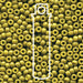 Close-up of Duracoat opaque dyed olive Miyuki seed beads, 8/0, with a white tube outline overlaid