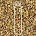 Picasso canary yellow matte Miyuki seed beads close-up with brown speckled finish and a tube outline overlay