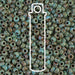 Picasso seafoam green matte Miyuki seed beads close-up with brown speckled finish and tube outline