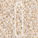 Antique ivory pearl Ceylon Miyuki 8/0 seed beads close-up with a tube outline overlaid on the glossy cream beads
