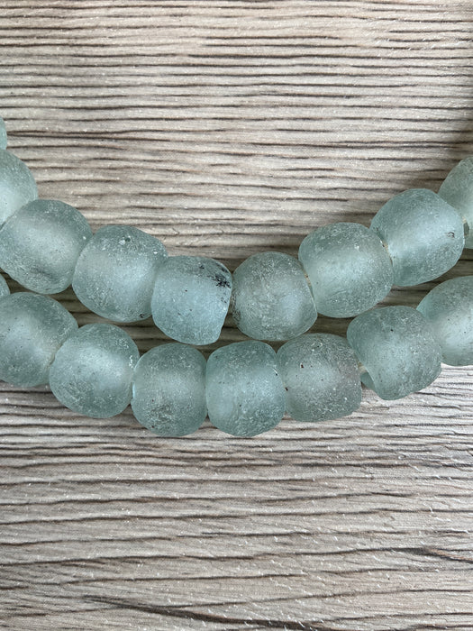 Hidden Gems: Clear Aqua Recycled Glass Beads (14mm)