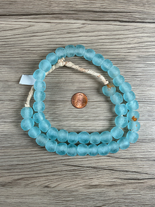 Hidden Gems: Pastel Blue Recycled Glass Beads (14mm)