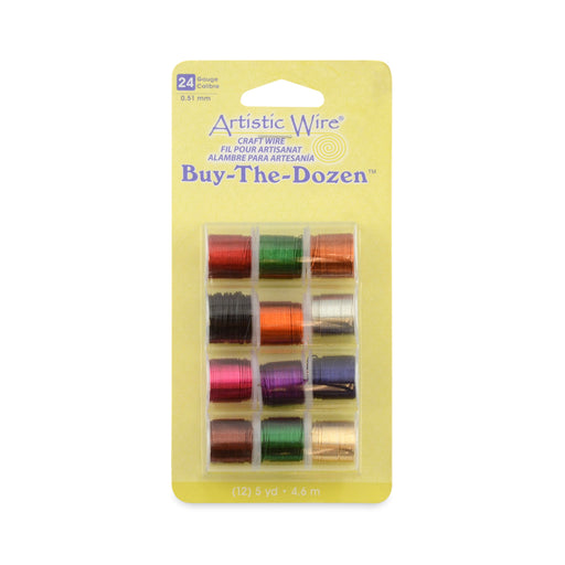 24 Gauge Tarnish Resistant Colored Copper Craft Wire (5yd, Assorted Colors) — Buy-The-Dozen, 12 Spools
