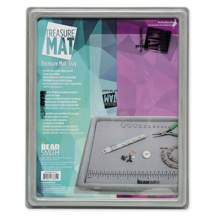 Flocked bead mat tray in its Treasure Mat retail packaging with clear cover and label