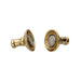Two clasp halves side by side showing the round magnet faces inside the brass cups