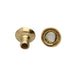 Antiqued brass magnetic quick crimp clasp halves, one on its side and one showing the magnet face