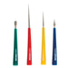 BeadSmith diamond bead reamer set, four upright reamers with green, red, yellow and blue handles