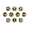 Antiqued Brass Small Heart Button Set (10 Pack, 12mm)