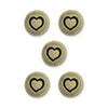 Antiqued Brass Small Heart Button Set (5 Pack, 12mm)