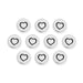 Antiqued silver small heart buttons, ten round pewter buttons with an engraved heart arranged in rows