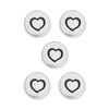 Antiqued Silver Small Heart Button Set (5 Pack, 12mm)