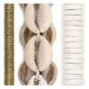 Cowrie Shell Bead Set: Brass Heishi & White Bone (3 Strands, 3-15mm)