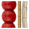 Ethiopian Bead Set: Vermilion Padre, Brass Heishi & Silver Tube (3 Strands, 2-8mm)