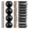 Black & Silver Bead Set: Onyx, Himalayan Bone & Silver Heishi (4 Strands, 3-10mm)