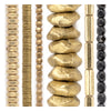 Brass Spacer Bead Set: Gold Heishi, Ring & Diamond-Cut (6 Strands, 1.4-7mm)