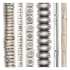 Silver Spacer Bead Set: Heishi, Cube & Saucer (6 Strands, 1.5-5mm)