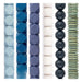 Wood Bead Set: Blue & White Diamond-Cut Decor (6 Strands, 20mm)