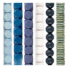Wood Bead Set: Blue & White Diamond-Cut Decor (6 Strands, 20mm)