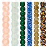 Large Hole Bead Set: Rose, Aqua & Emerald Recycled Glass (6 Strands, 12-20mm)