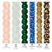 What's included, strands numbered 1-6: Large Hole Bead Set: Rose, Aqua & Emerald Recycled Glass